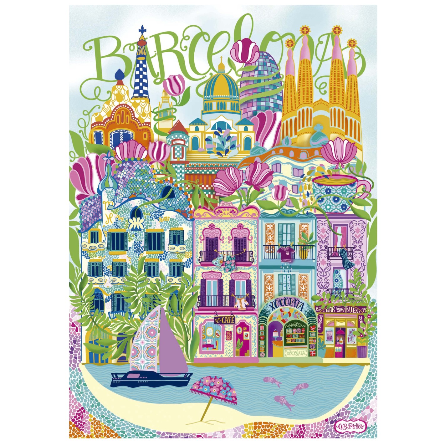 Puzzle, Educa, Barcelona, Car Pintos, 1000 pieces