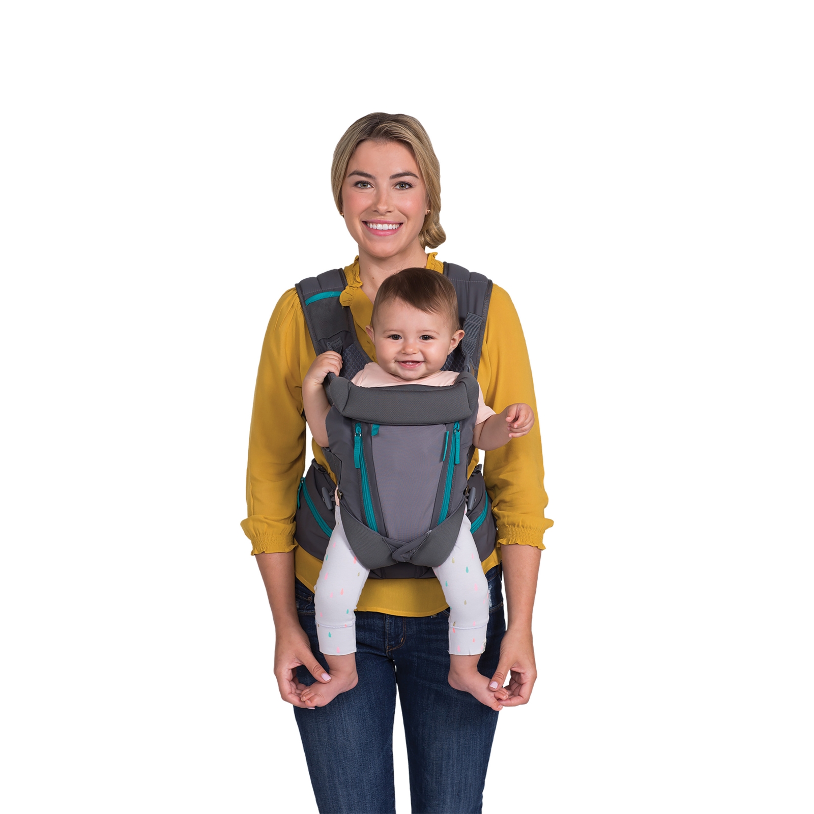 Ergonomic baby carrier with pockets, Infantino, 4 in 1, Gray, from 3.6 to 18 kg.