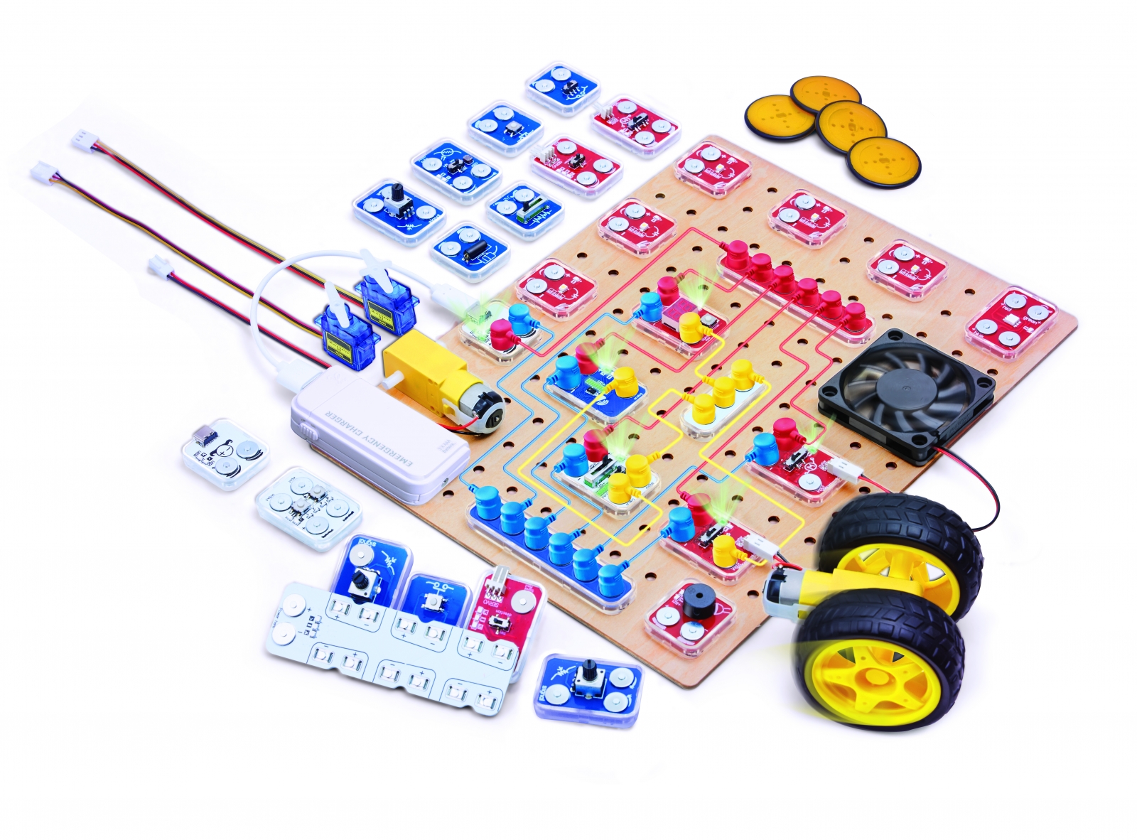 Образователен комплект, Hape, LabBox, Лаборатория за изследване на вериги, 95 части