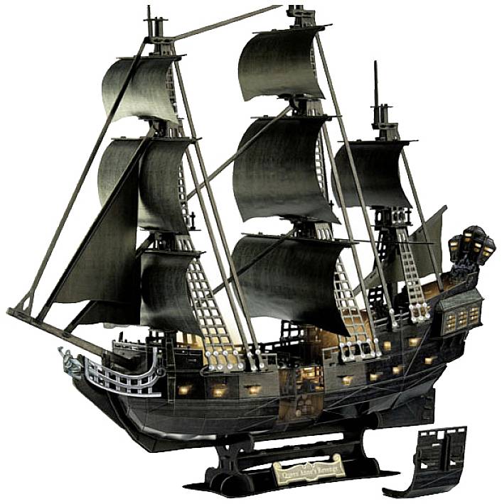 Puzzle Pirates of the Caribbean, Black Pearl with LED lighting, 293 pieces