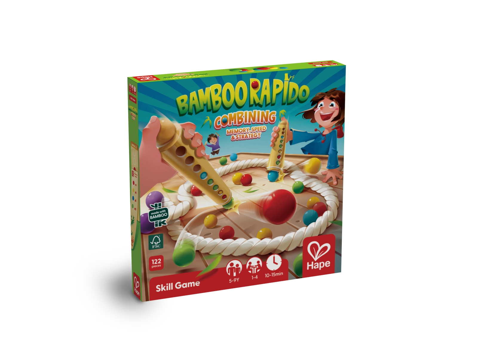 Wooden game, Hape, Bamboo Rapido, bamboo sticks and color combinations