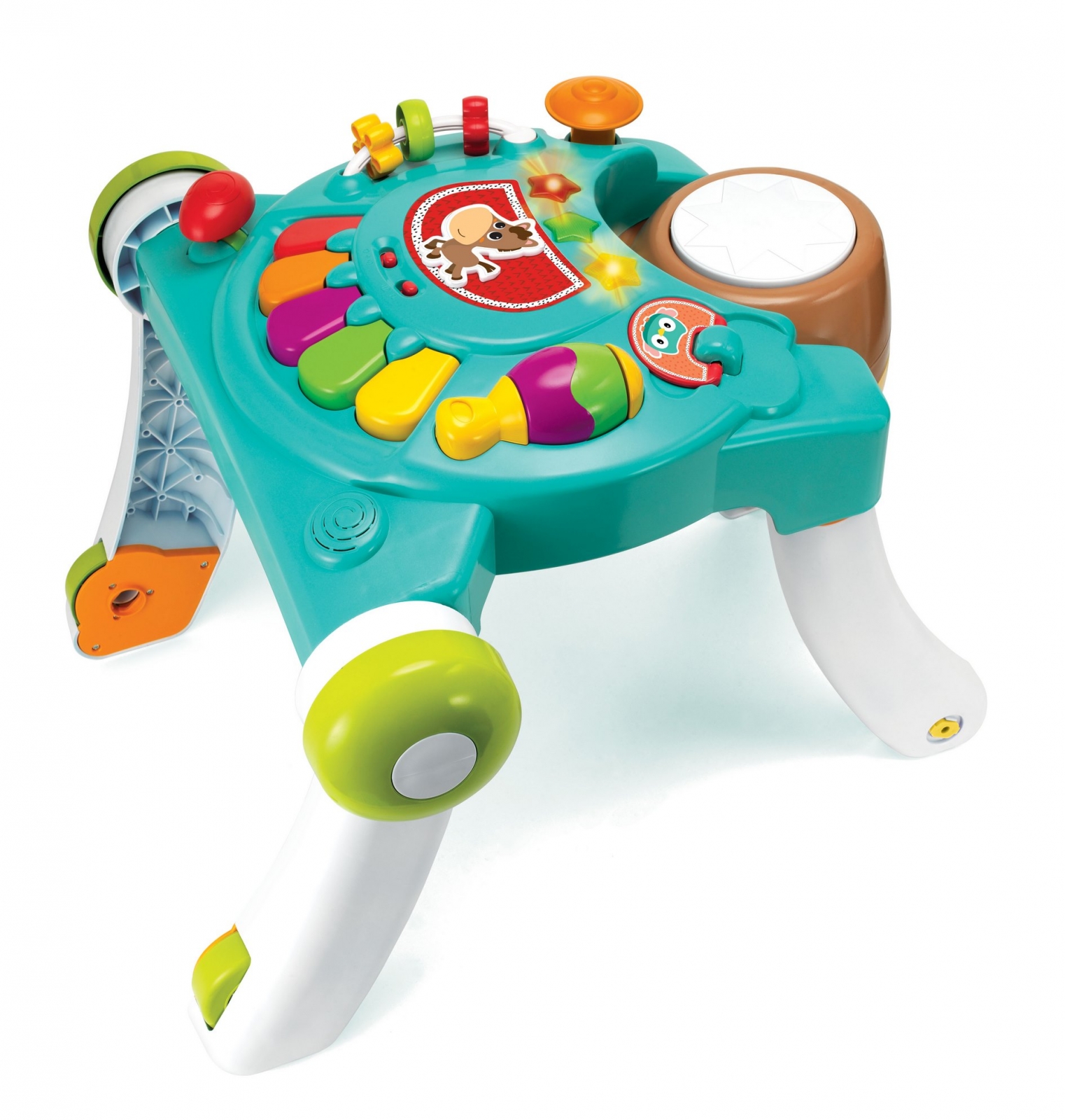 Интерактивна играчка, Infantino, B Kids, 3 в 1 Проходилка и маса конче, Синя