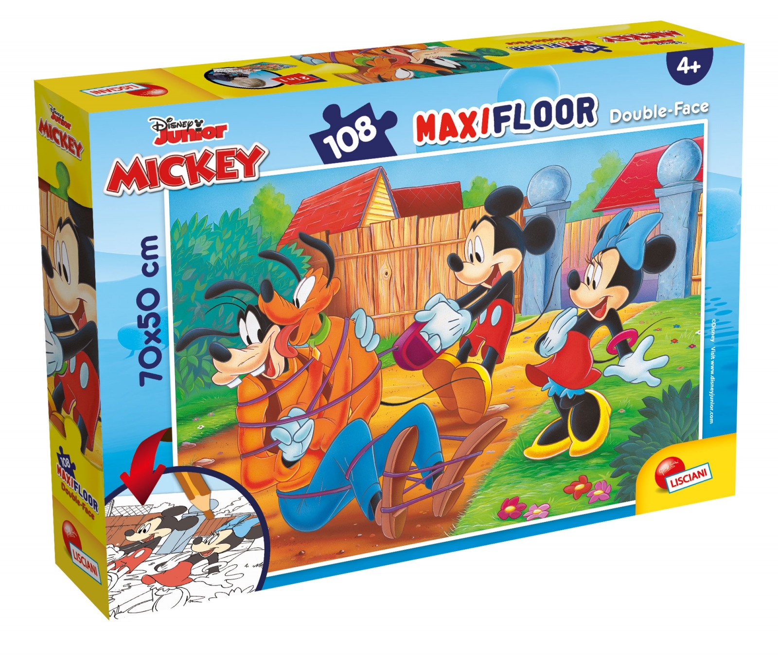 Puzzle, Lisciani, Mickey Mouse and friends, Double-sided puzzle 108 pieces