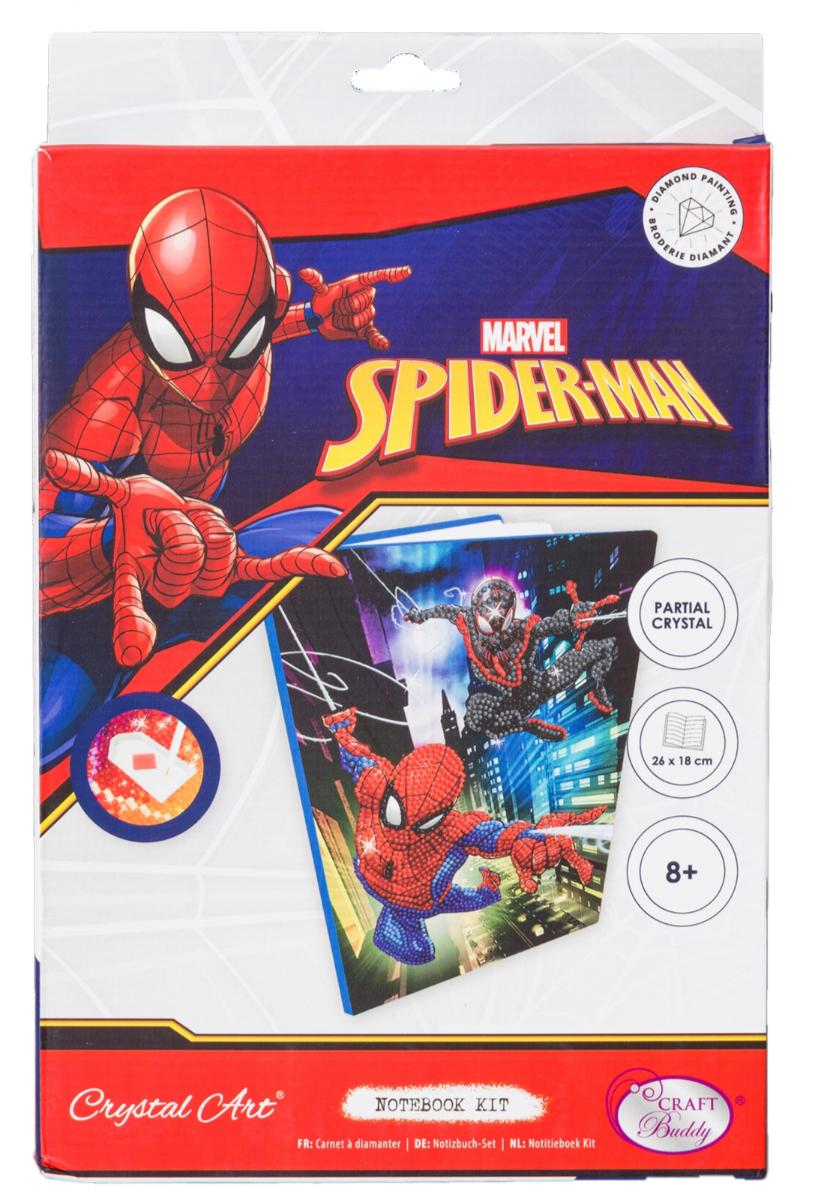 Творчески комплект Направи сам тетрадка с диамантена корица, Спайдърмен, 25.5 х 17.5 х 2.5 см, 5 части