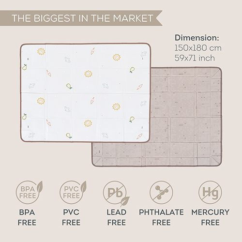 Бебешка двустранна подложка, Taf Toys, Fold ′n Fun, Бял, 150 x 180 см