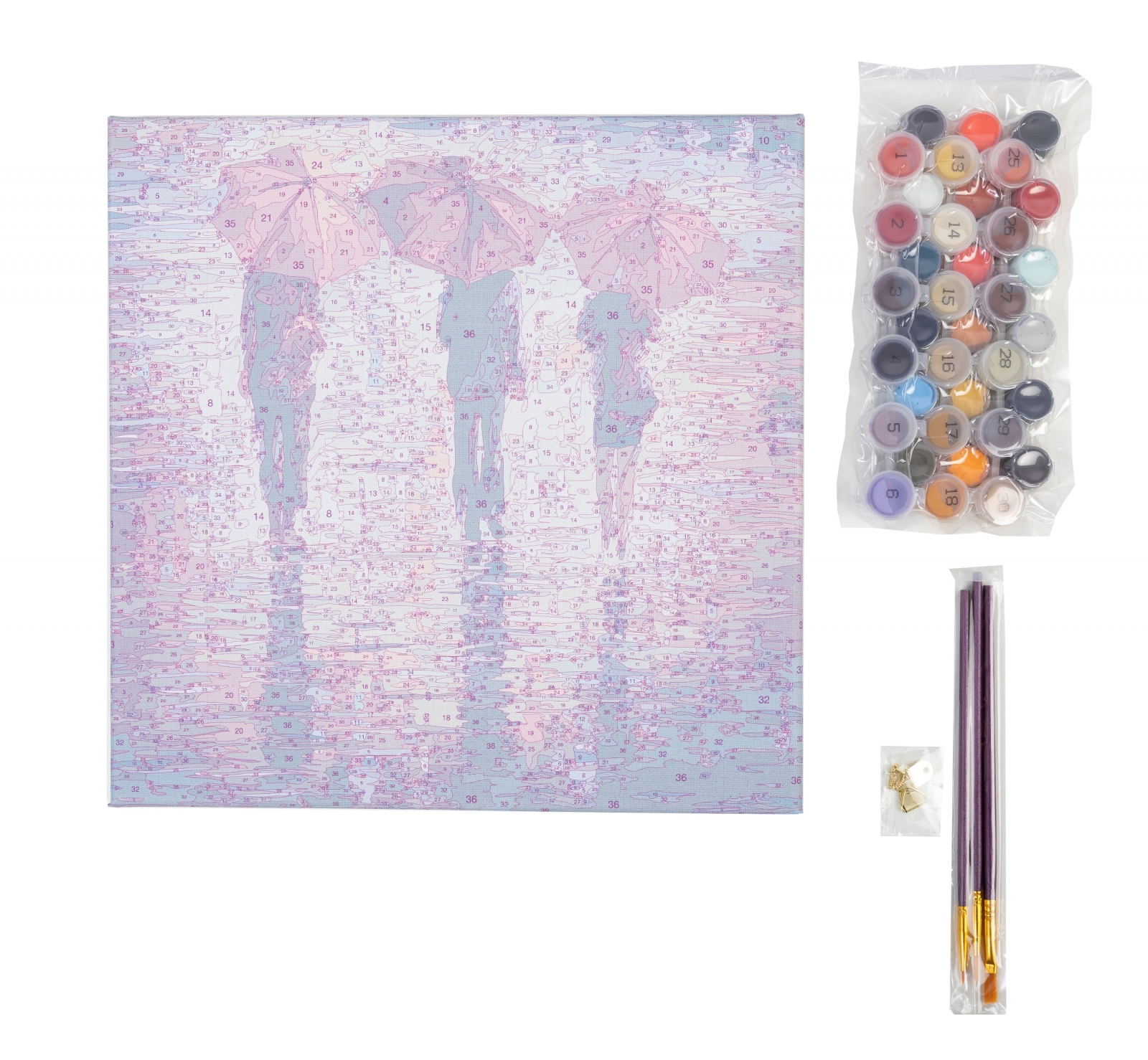 Творчески комплект Рисуване по номера, В дъжда, 30 х 30 см