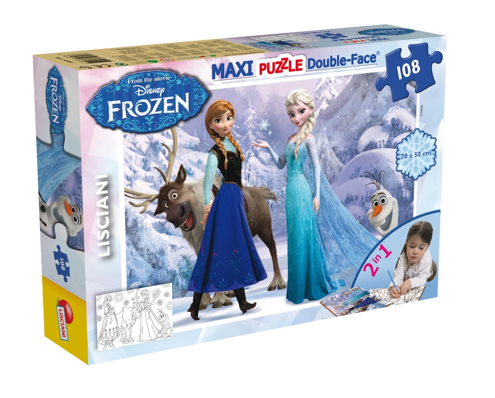 Puzzle, Lisciani, Frozen, Elsa and Anna, Double-sided puzzle 108 pieces