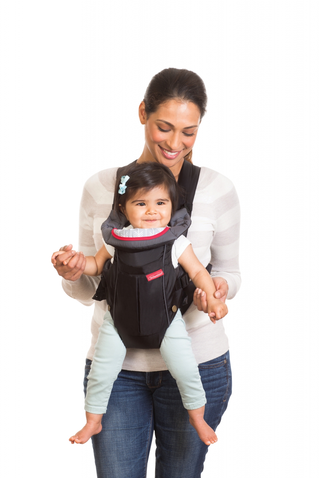 Ergonomic baby carrier with pocket, Infantino, 2 in 1, Black, from 3.6 to 11.3 kg.