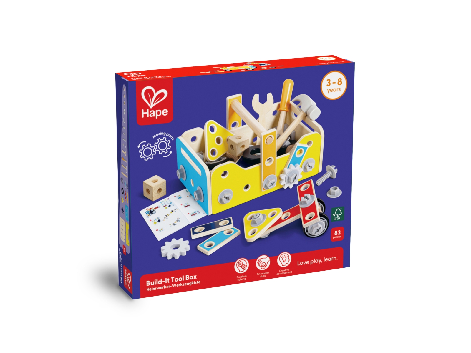 Wooden tool box, Hape, 83 pieces