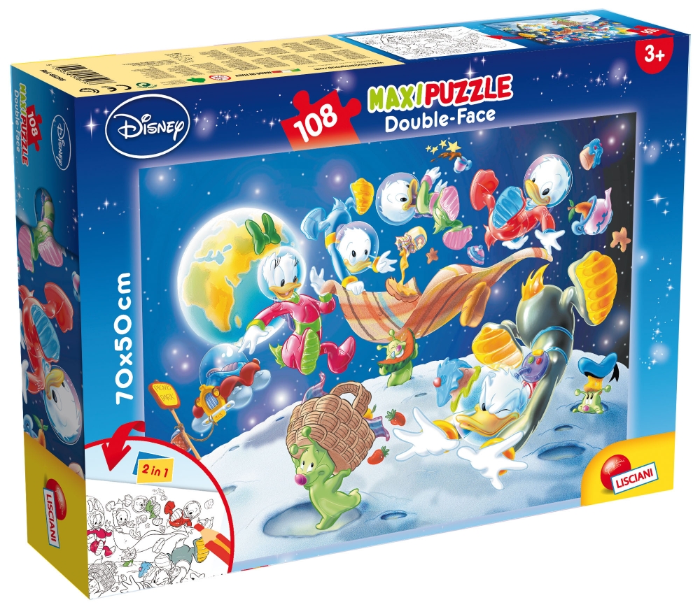 Puzzle, Lisciani, Mickey Mouse, Into the Cosmos, Double-sided puzzle 108 pieces
