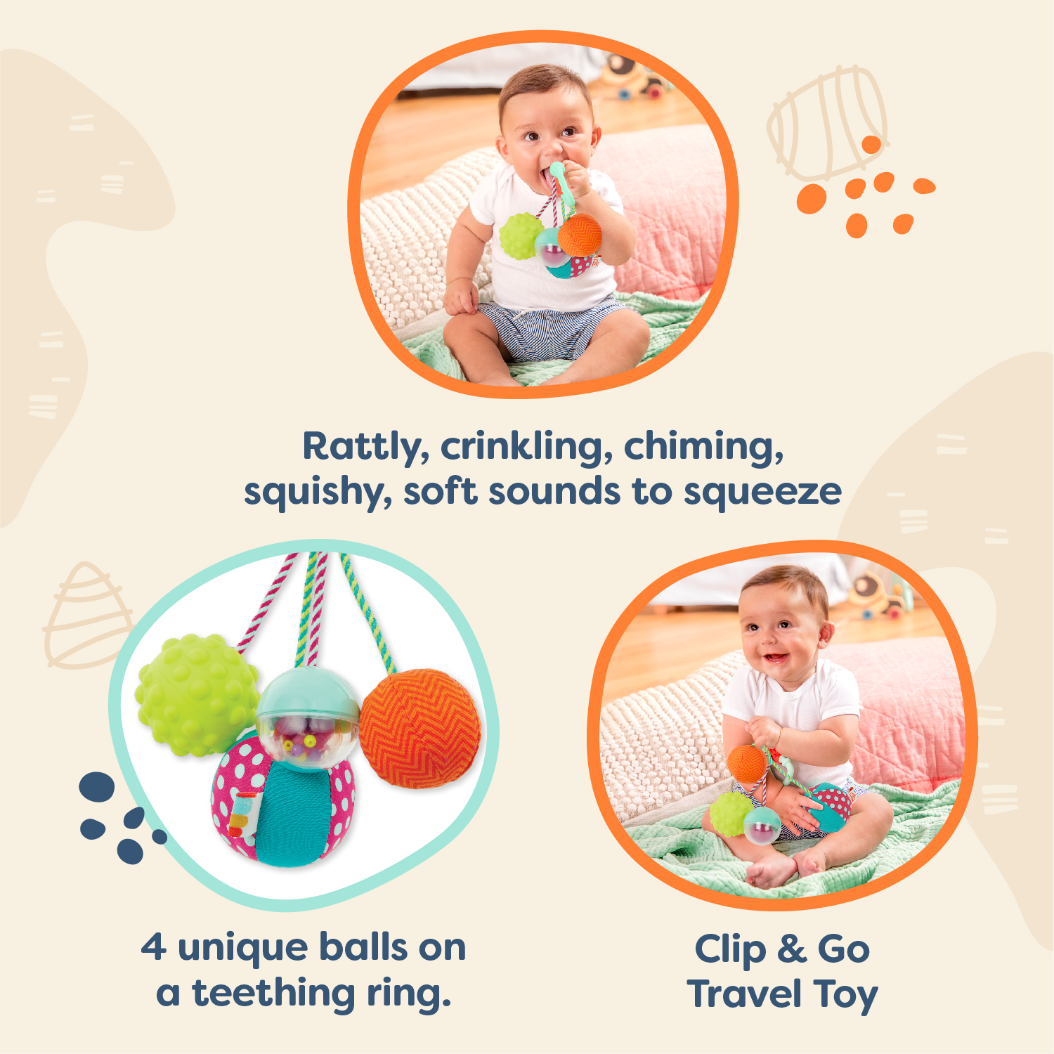 Baby rattle, Battat, Multicolored balls