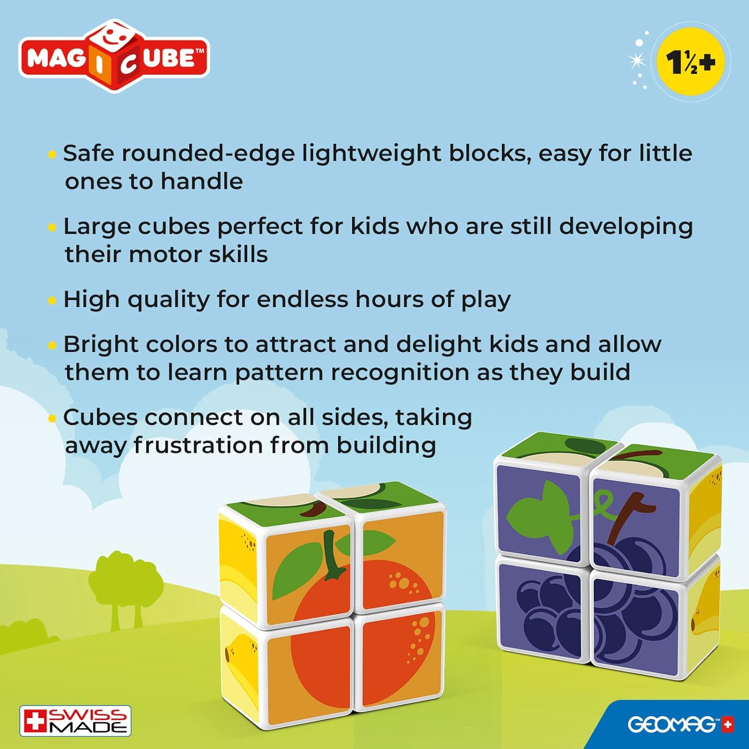 Магнитен конструктор Magicube, Плодове и карти 131, 11 части
