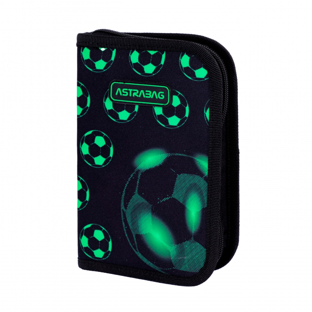 Single vanity case with accessories ASTRABAG Soccer ball Neon, AC11, 20 x 14 x 3.5 cm