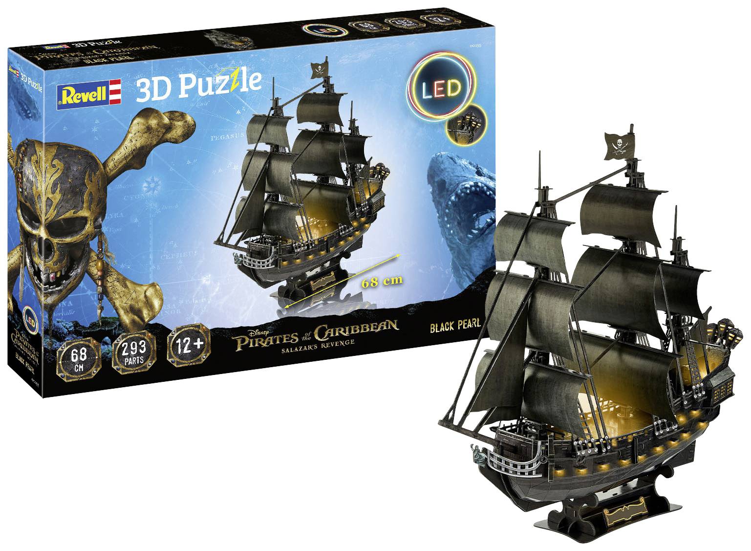 Puzzle Pirates of the Caribbean, Black Pearl with LED lighting, 293 pieces
