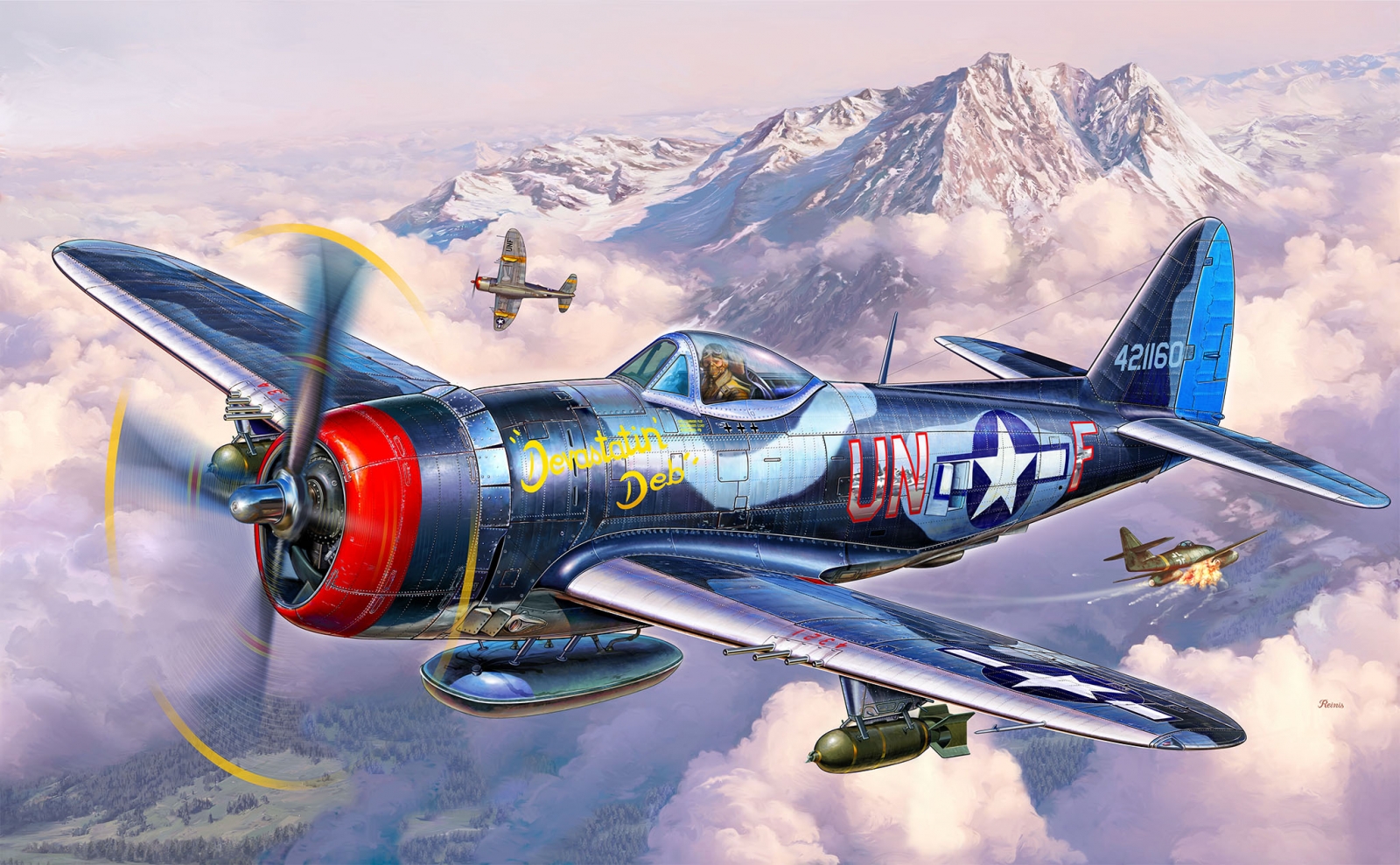 Assembly model, Revell, P-47M Thunderbolt aircraft, 67 parts