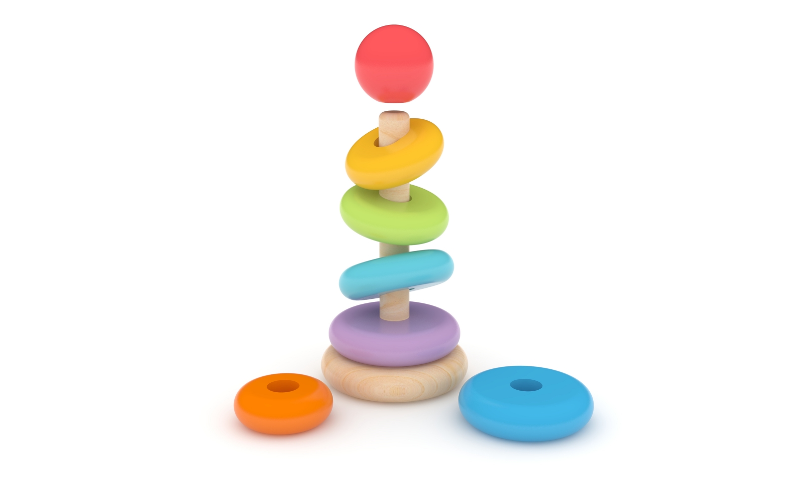 Wooden ring sorter, J'adore, Rainbow, 8 pieces
