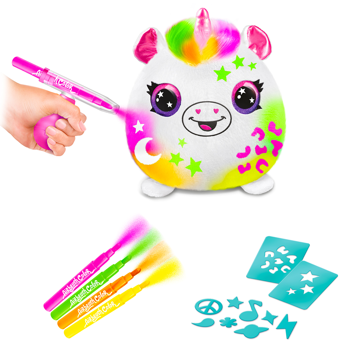 Creative set, Canal Toys, Mini plush toy for coloring, Neon, 15 cm
