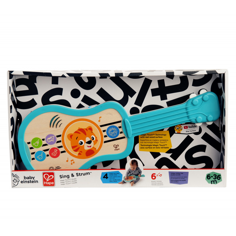 Музикална играчка, Baby Einstein, Дървено сензорно укулеле, 43.18 х 17.78 х 5.08 см