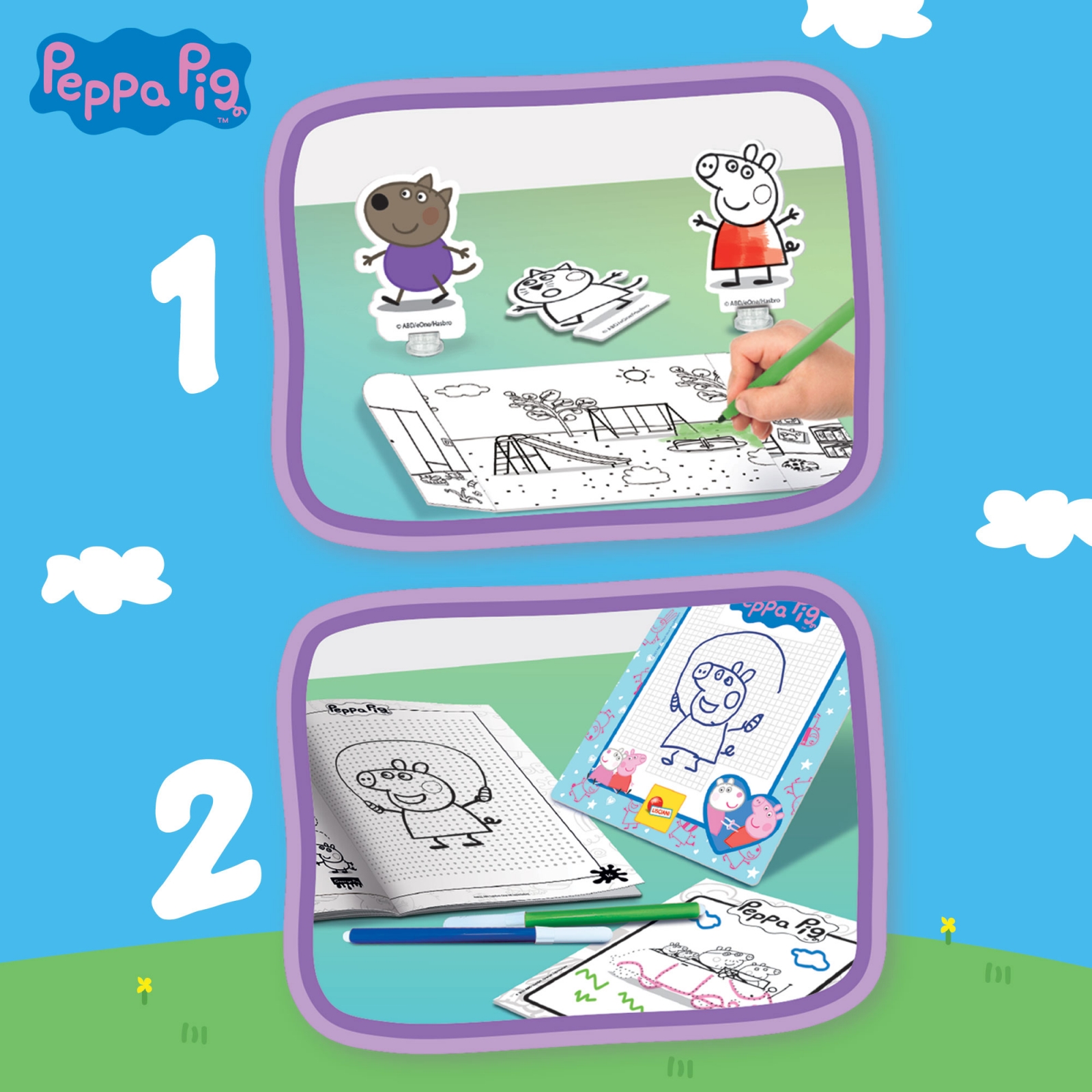 Creative set, Lisciani, Peppa Pig, 2 in 1 backpack with drawing set