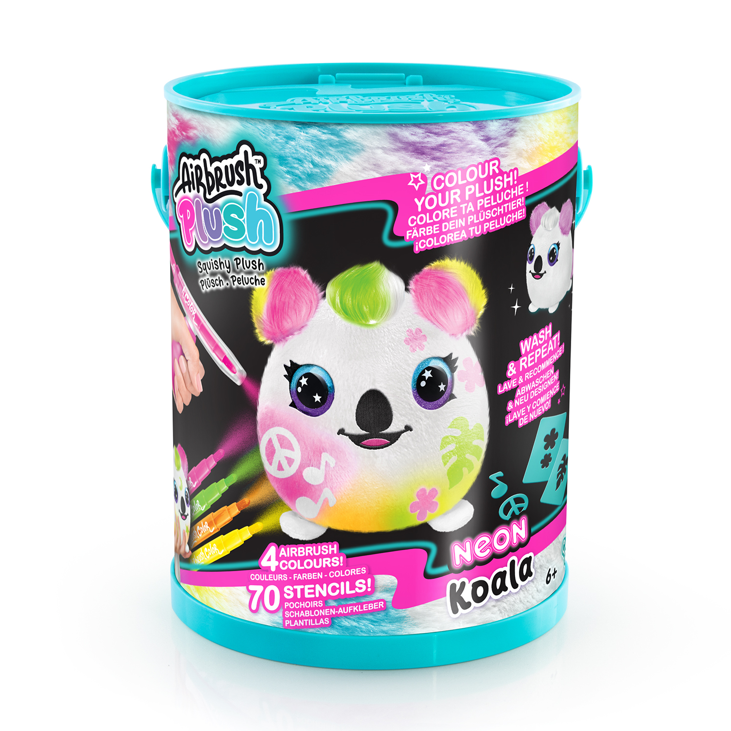 Creative set, Canal Toys, Mini plush toy for coloring, Neon, 15 cm