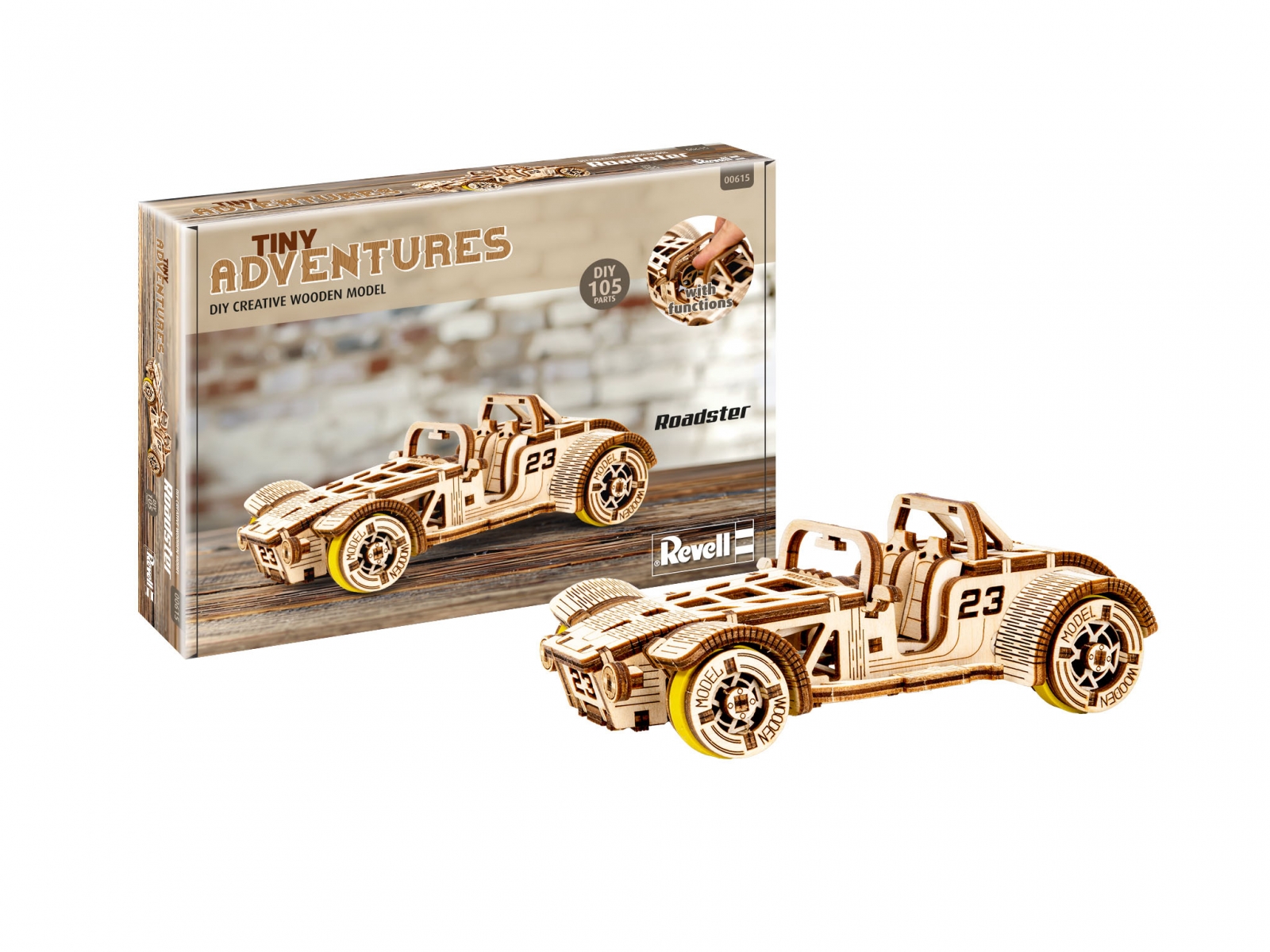 Wooden model kit, Revell, Little Adventures, Roadster, 111 parts