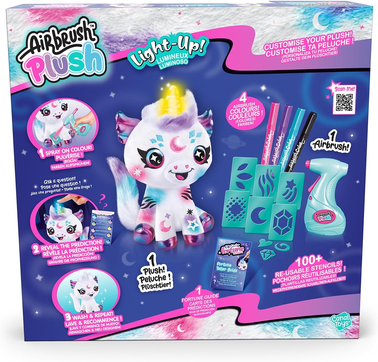 Творчески комплект, Canal Toys, Плюшена играчка за оцветяване, Космически еднорог с въпроси и отговори
