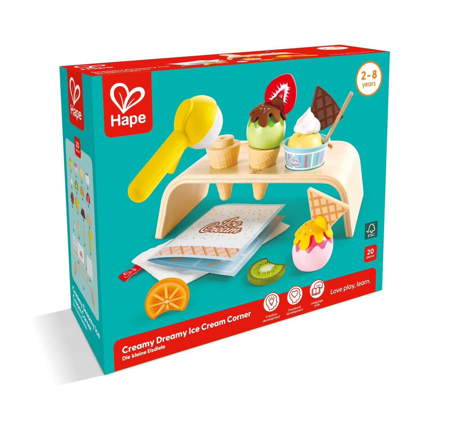 Игрален комплект, Hape, Кът за сладолед, 20 части