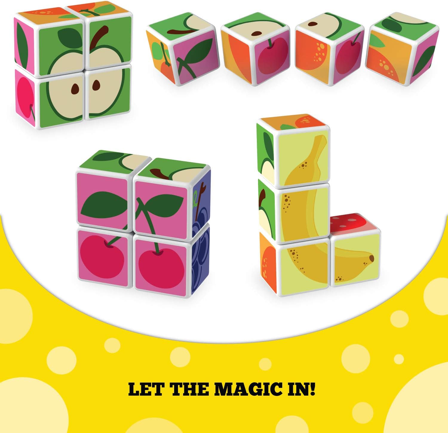 Магнитен конструктор Magicube, Плодове и карти 131, 11 части