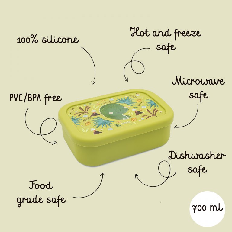 Силиконова разделителна кутия за обяд, Sassi, Динозавър