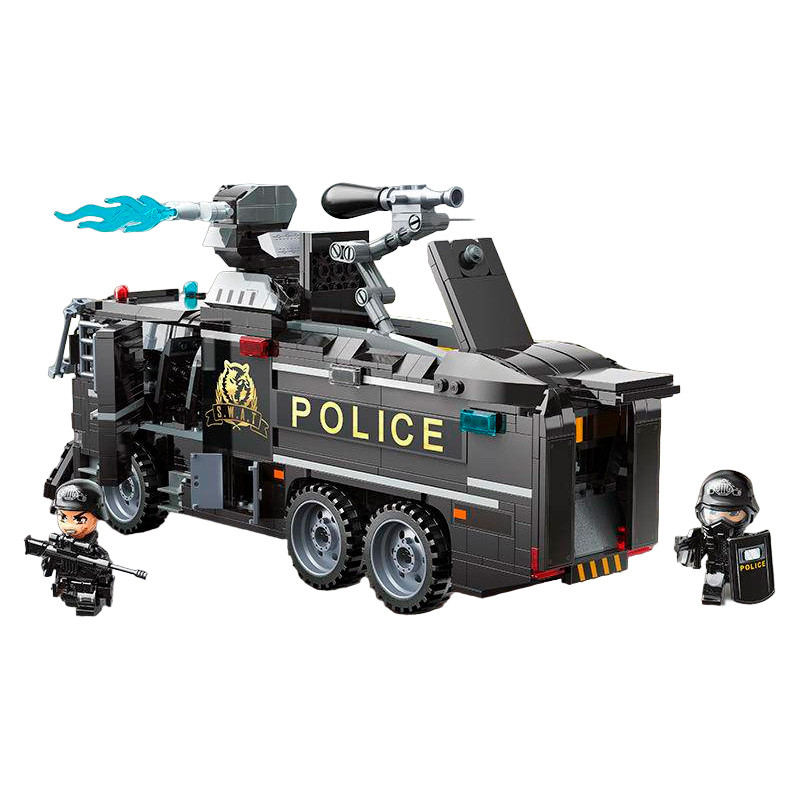 Constructor, Qman, Mine City, Police Truck with Water Cannon, 847 parts