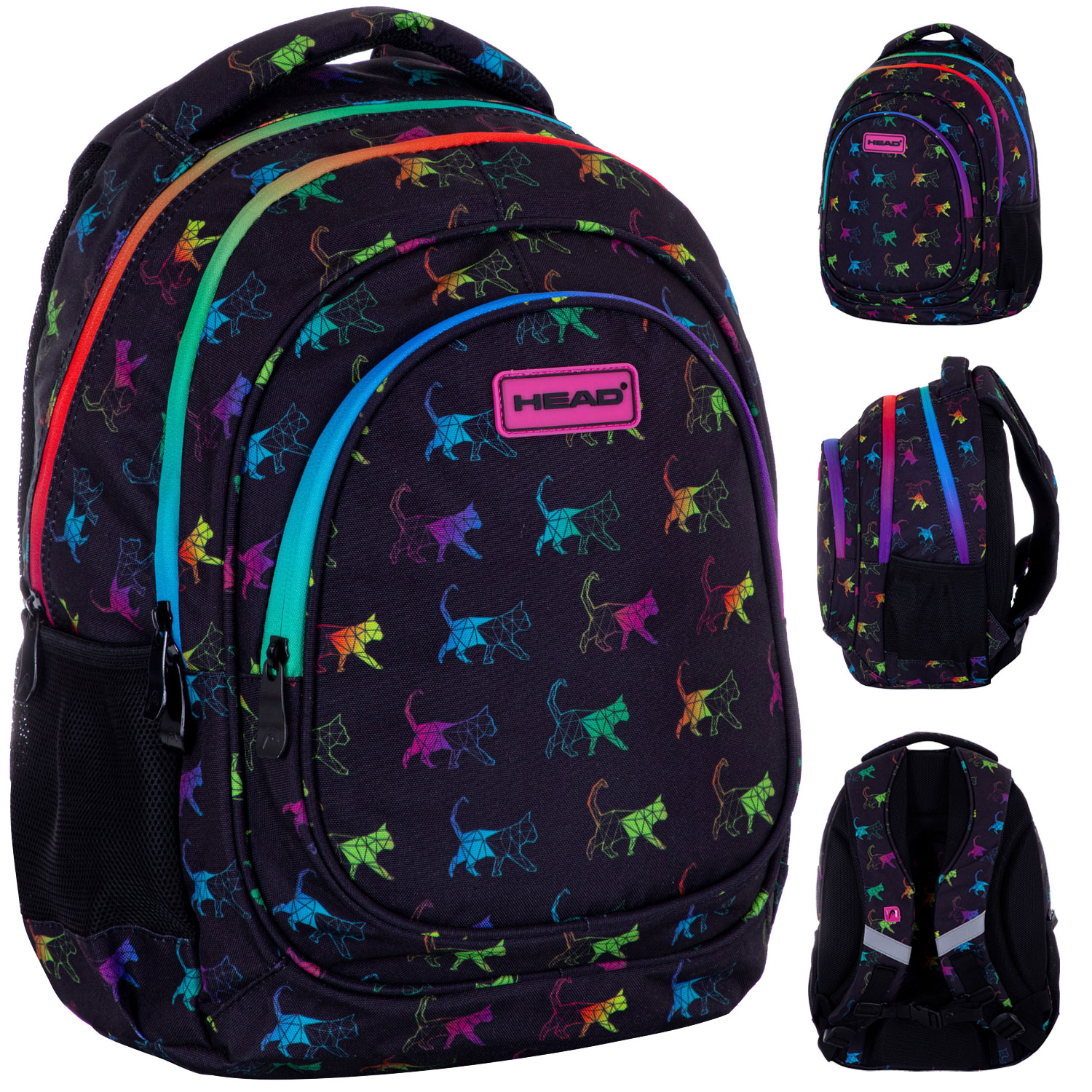 School backpack, Head, Rainbow Kitty, 39x28x15cm