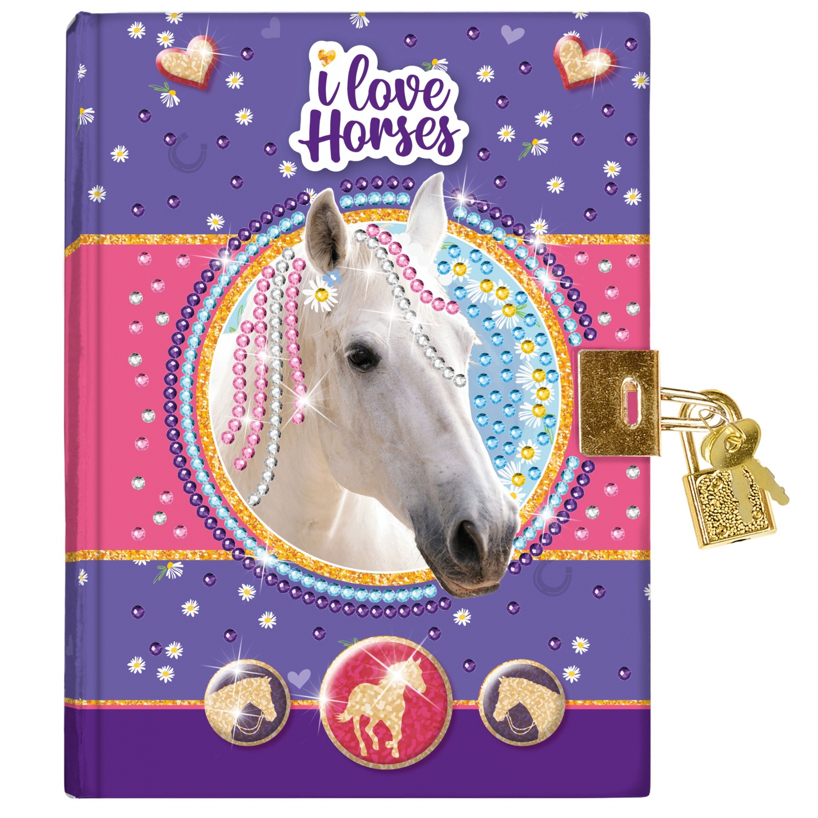 Creative kit, Totum, I Love Horses, Decorate your own secret diary with diamonds