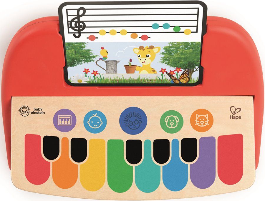 Музикална играчка, Baby Einstein, Дървено сензорно пиано, 25.5 x 14.5 х 14 cm, Червен