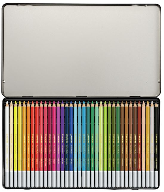 Set of colored pencils, Stabilo, CarbOthello ARTYplus, Metal box, 36 pieces