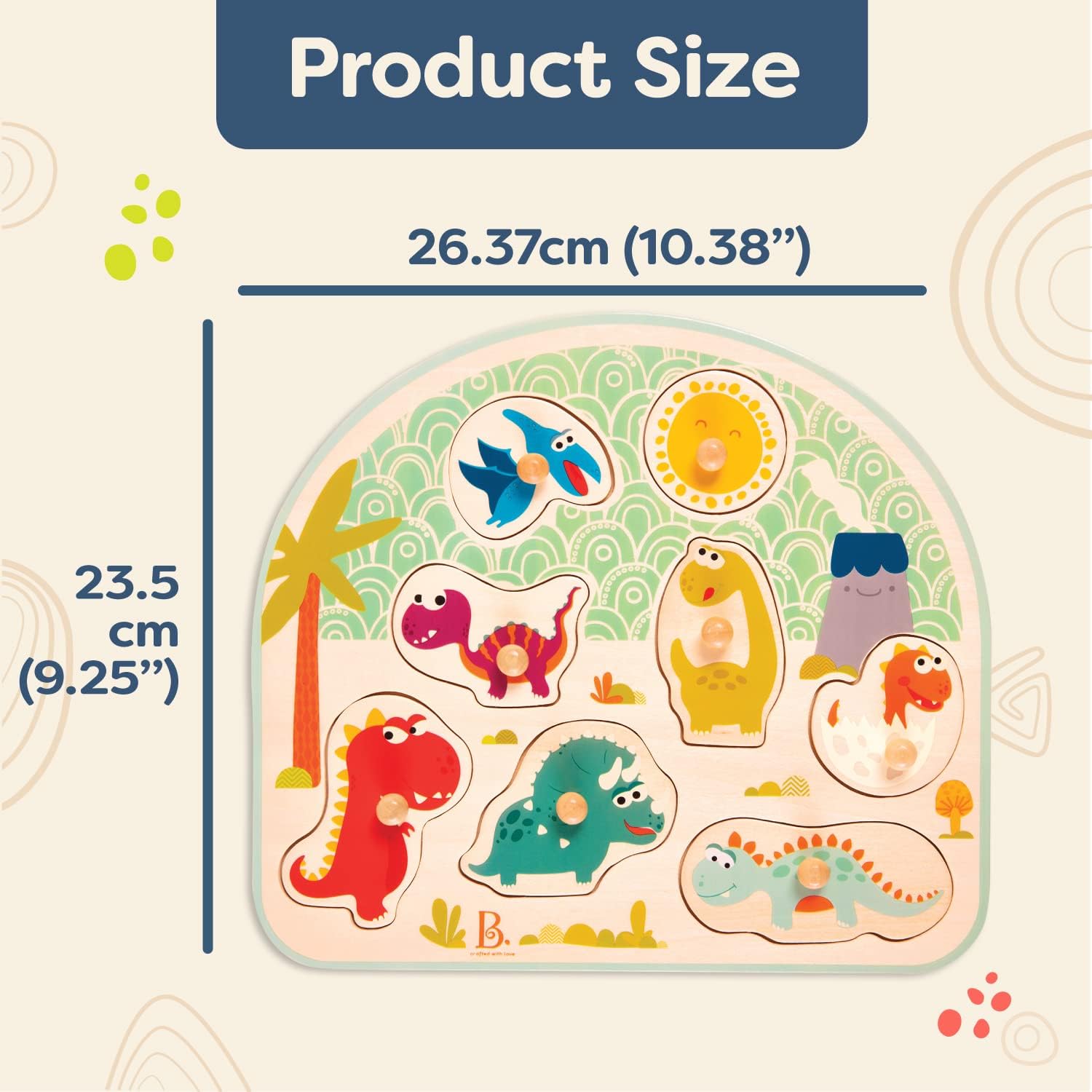 Дървен пъзел Динозаври, 8 части