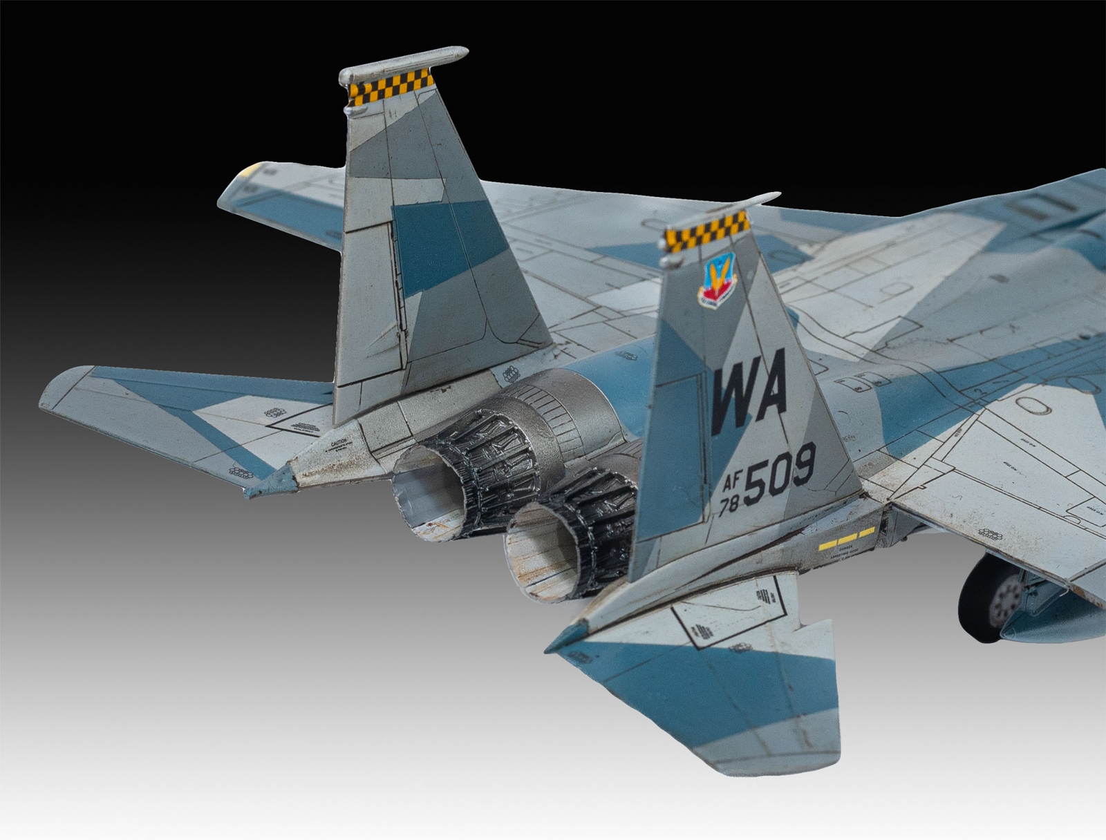 Assembly model, Revell, Boeing F-15C Eagle fighter, 200 parts