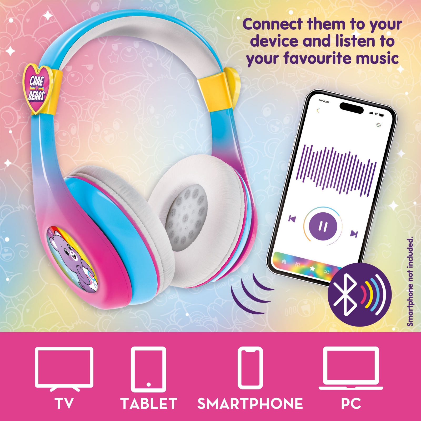 Детски слушалки, Lisciani, Bluetooth, Care Bears