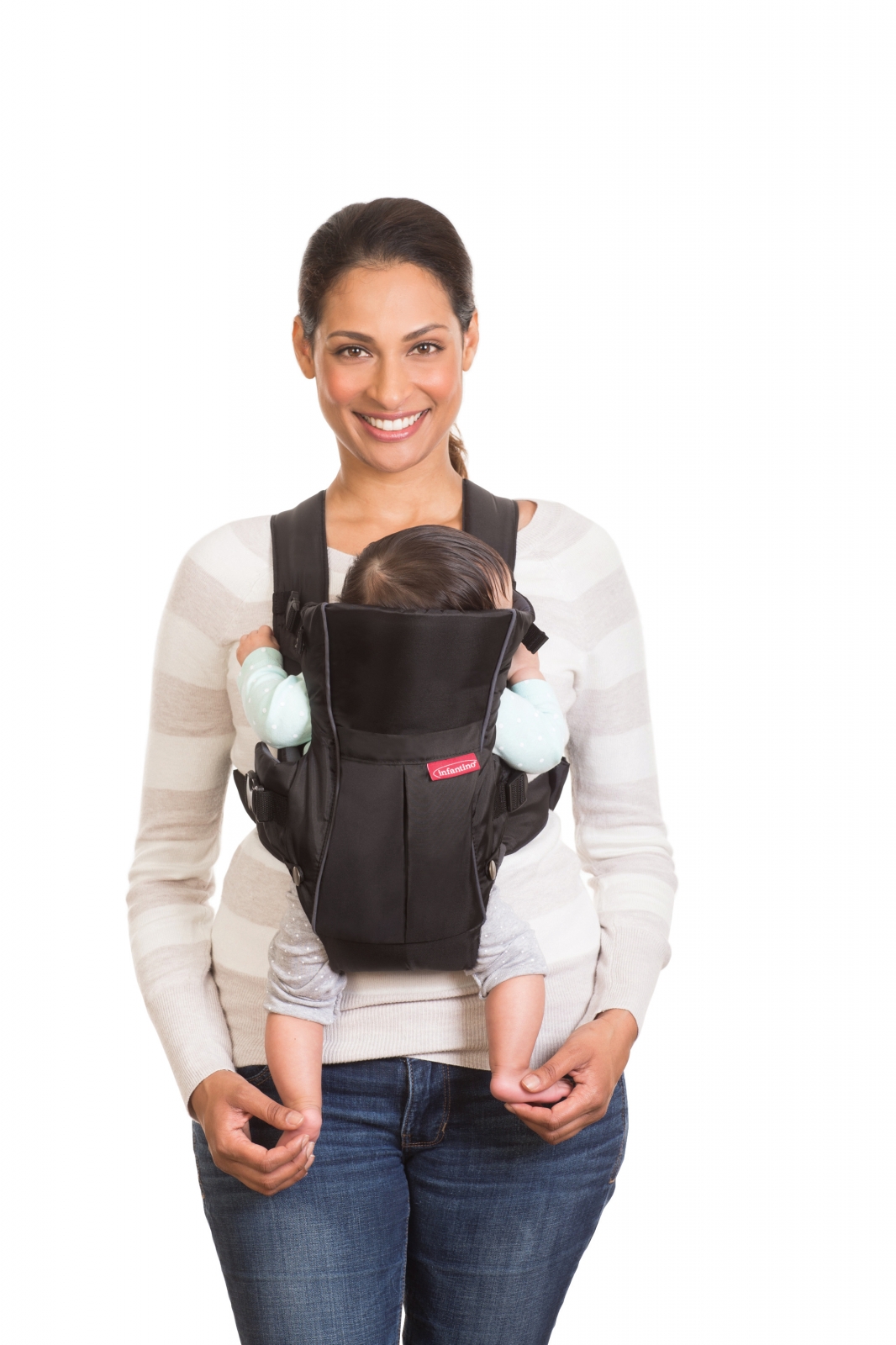 Ergonomic baby carrier with pocket, Infantino, 2 in 1, Black, from 3.6 to 11.3 kg.