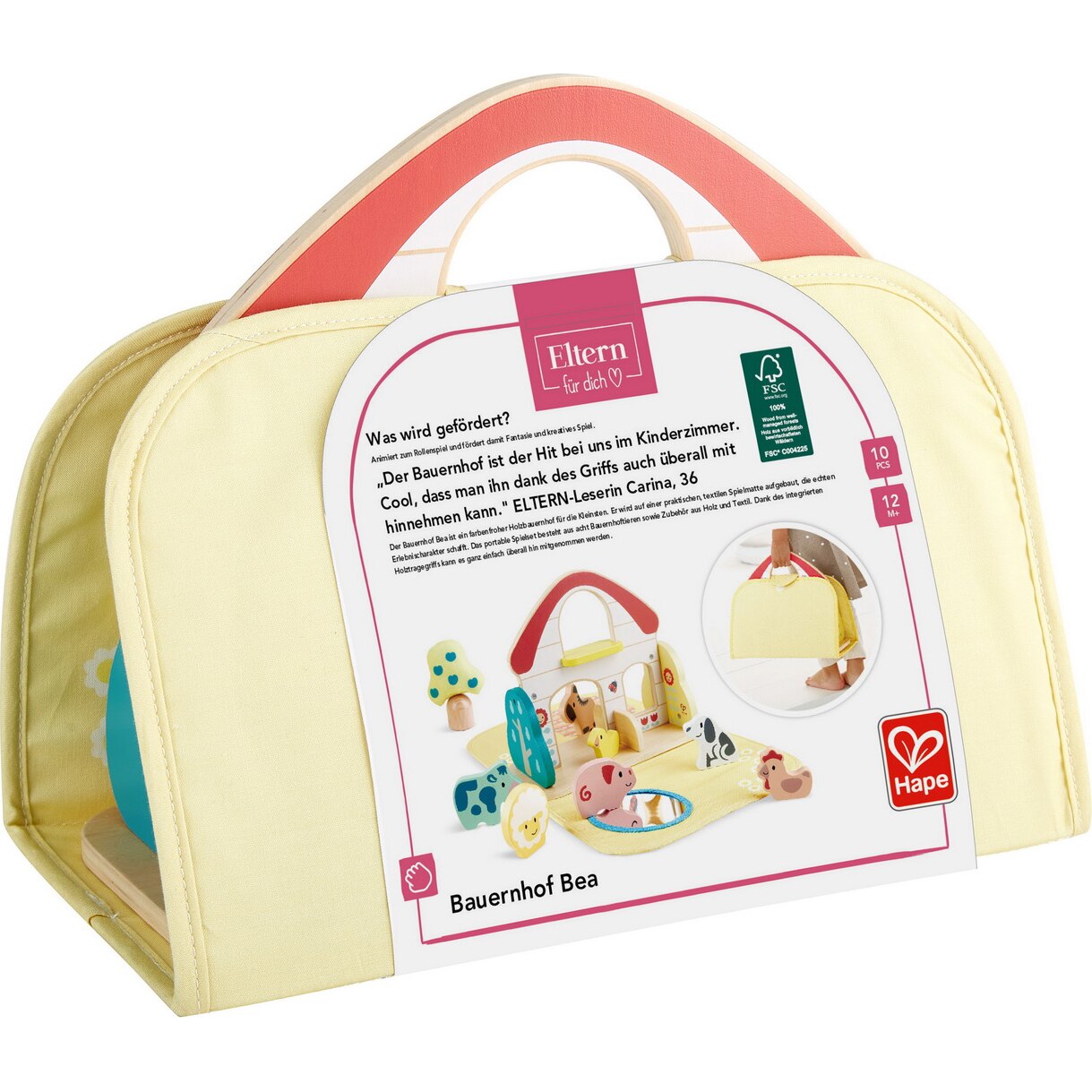 Дървен комплект за игра, Hape, Малка ферма, 10 части
