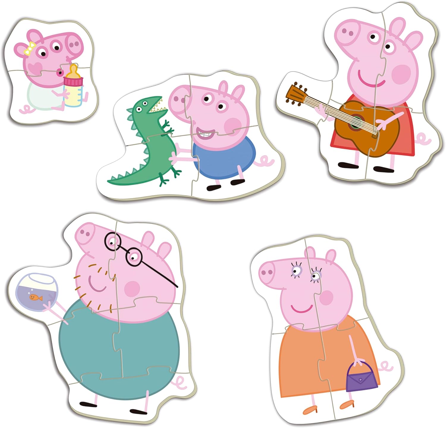 Прогресивен пъзел, Educa, Peppa Pig, 5 в 1, 2/4/4/4/5/ части