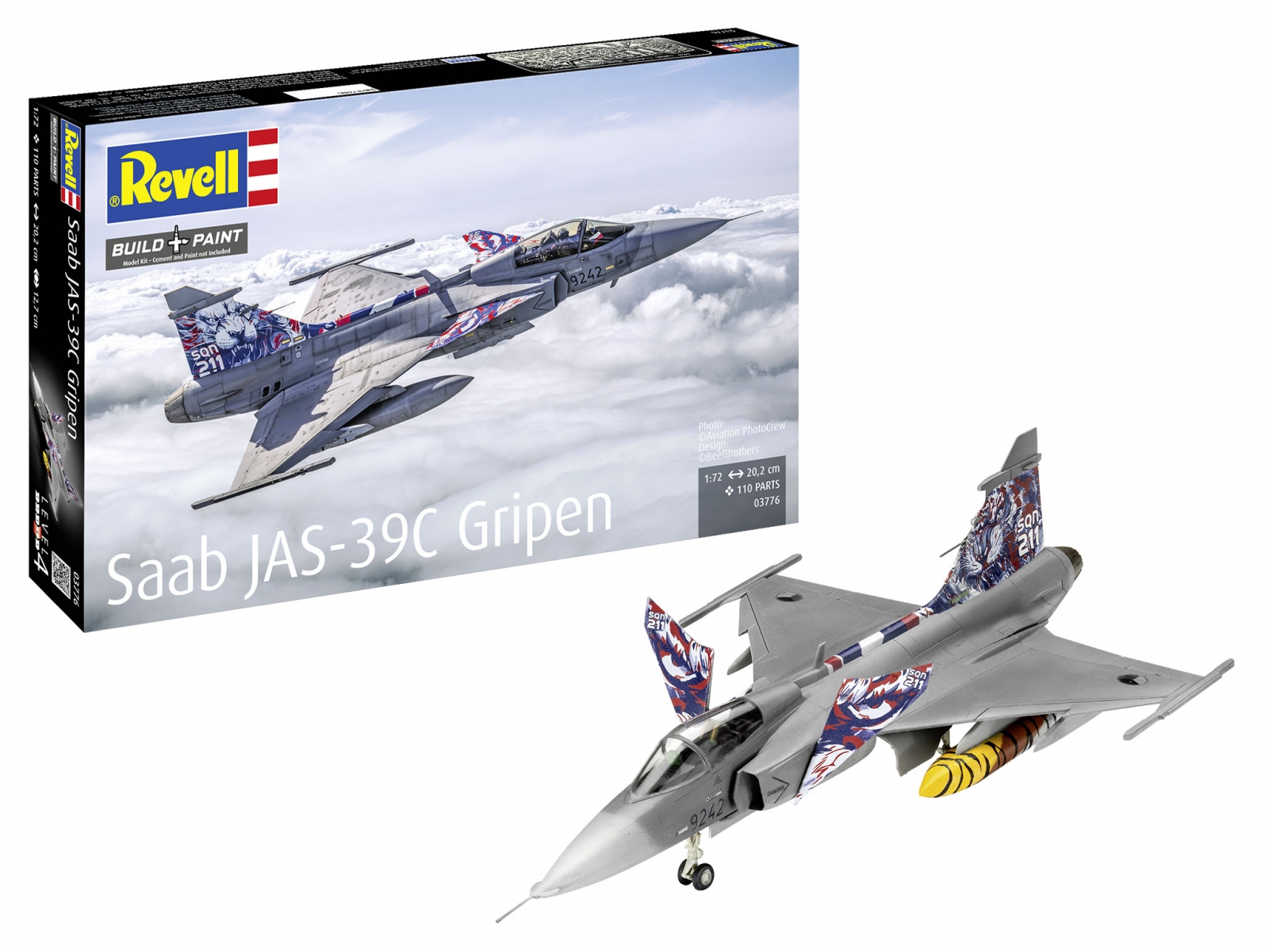 Сглобяем модел, Revell, Шведски изтребител Saab JAS-39C Gripen, 110 части