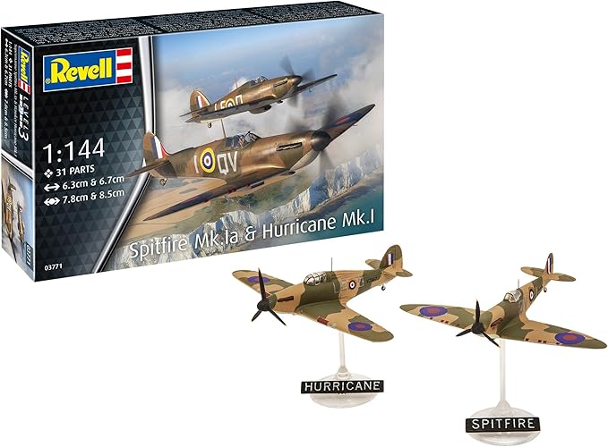 Assembly model, Revell, Spitfire aircraft and Hawker Hurricane aircraft
