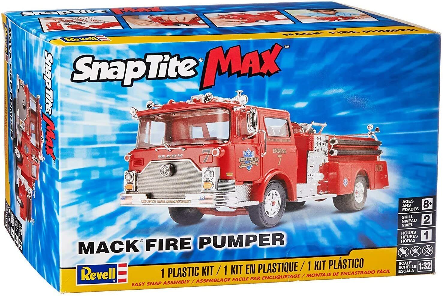 Assembled model Fire truck, Mack, 60 parts