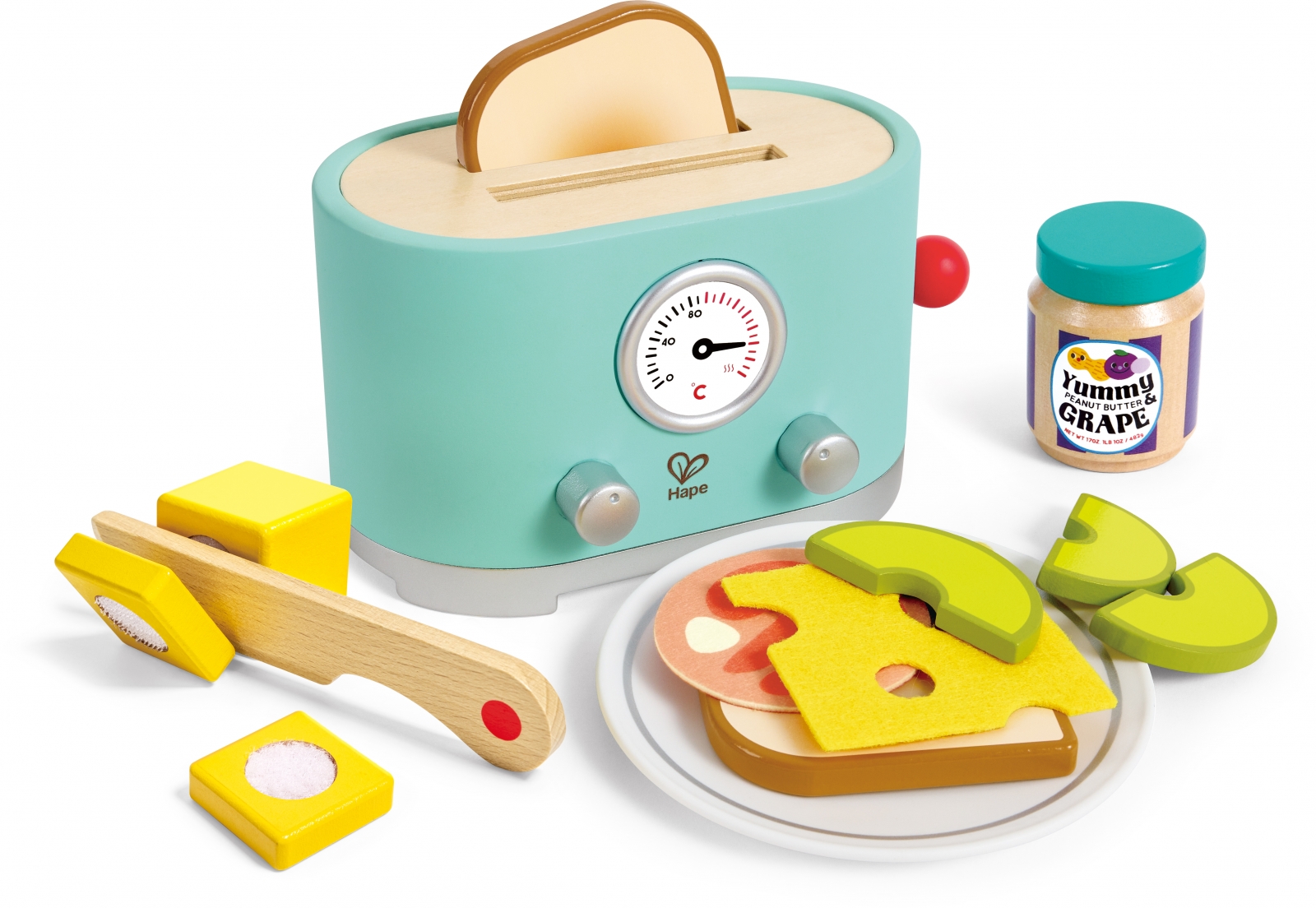 Комплект за игра, Hape, тостер с аксесоари, 15 части