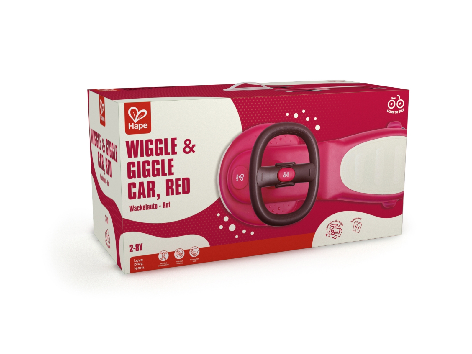 Балансираща количка с LED светлини, Hape, Червена