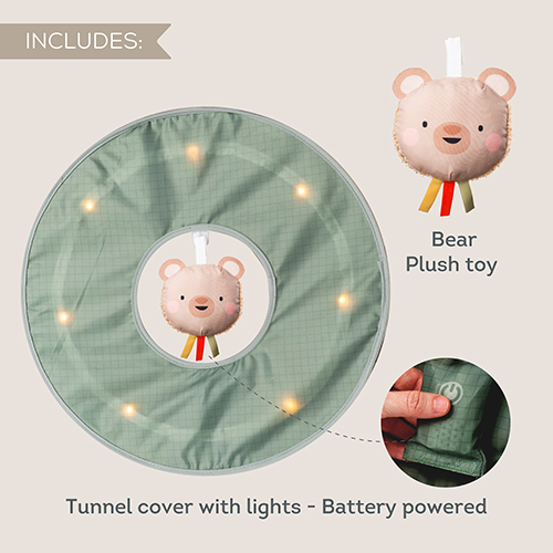 Интерактивна играчка, Taf Toys, Светещ тунел за игра, 45 х 120 см