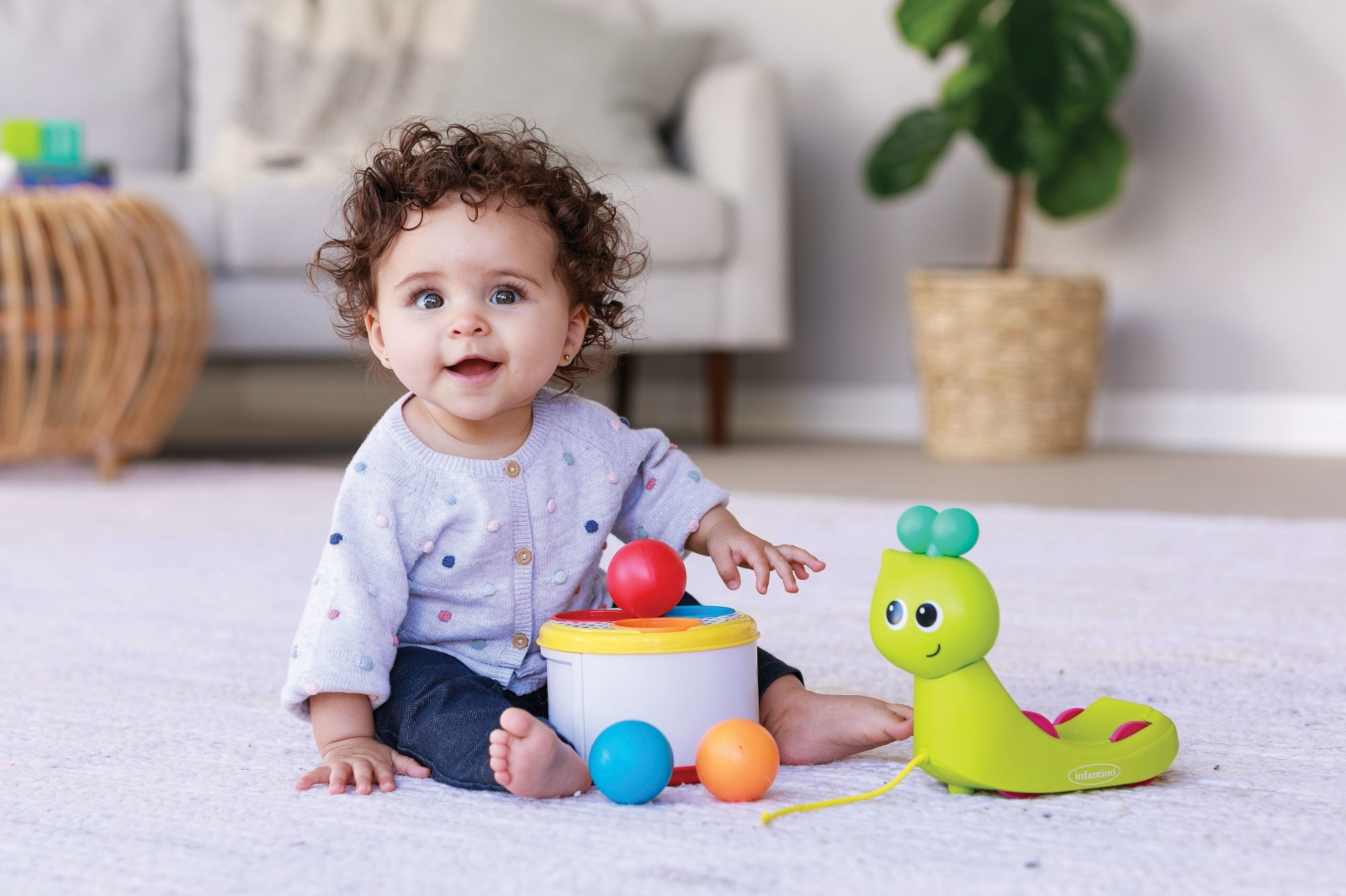 Играчка за дърпане 3 в 1, Infantino, Охлюв