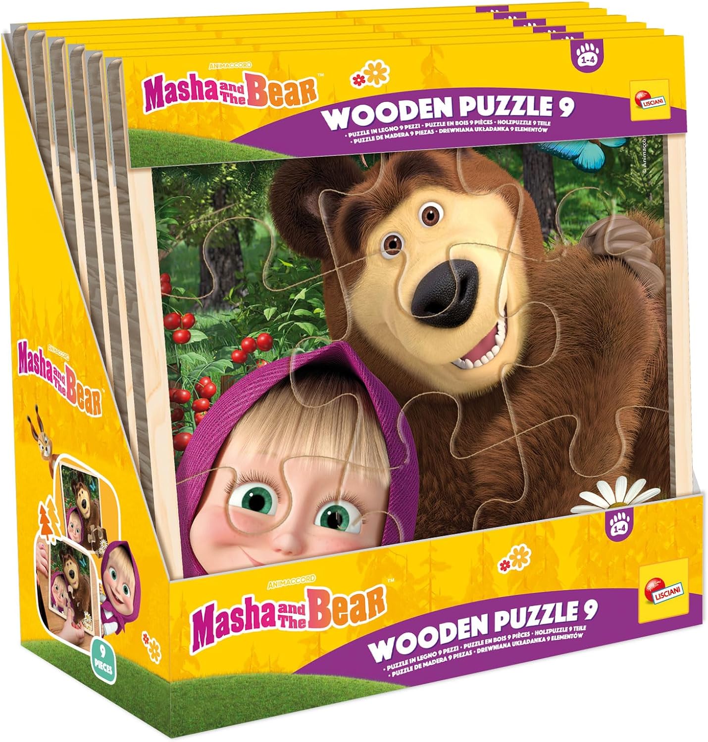 Wooden puzzle, Lisciani, Masha and the Bear, 9 pieces
