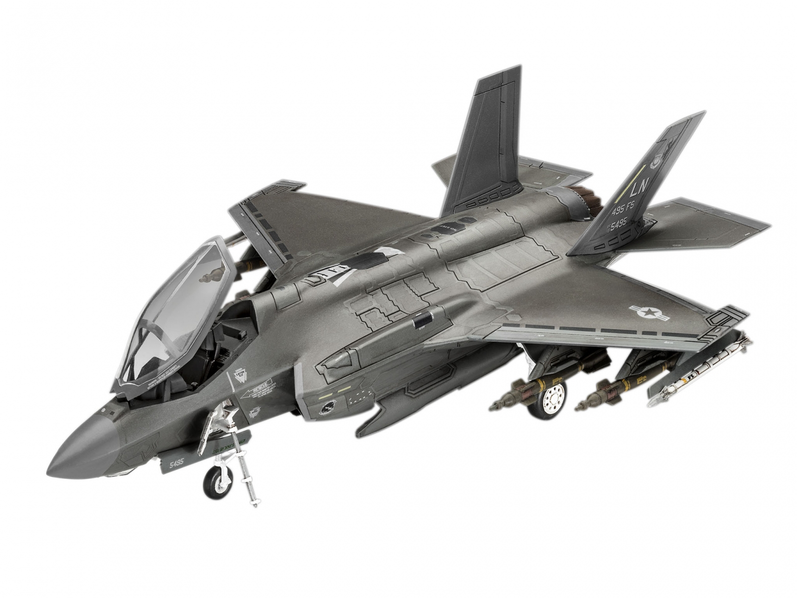 Assembly model, Revell, Lockheed Martin F-35 A Lightning II fighter jet, 143 parts