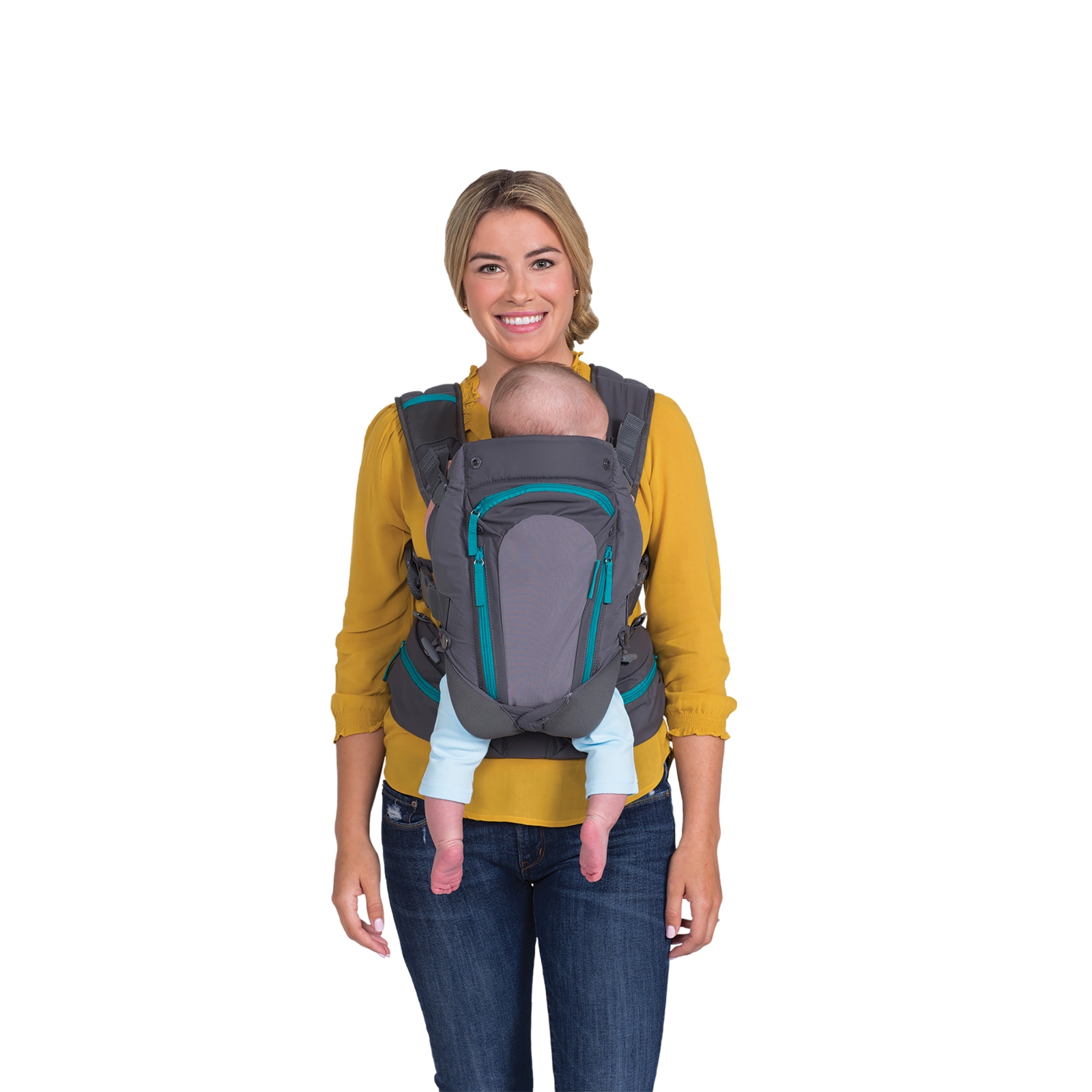 Ergonomic baby carrier with pockets, Infantino, 4 in 1, Gray, from 3.6 to 18 kg.
